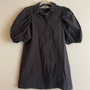 Zara Black Puff Sleeve Shirt Dress